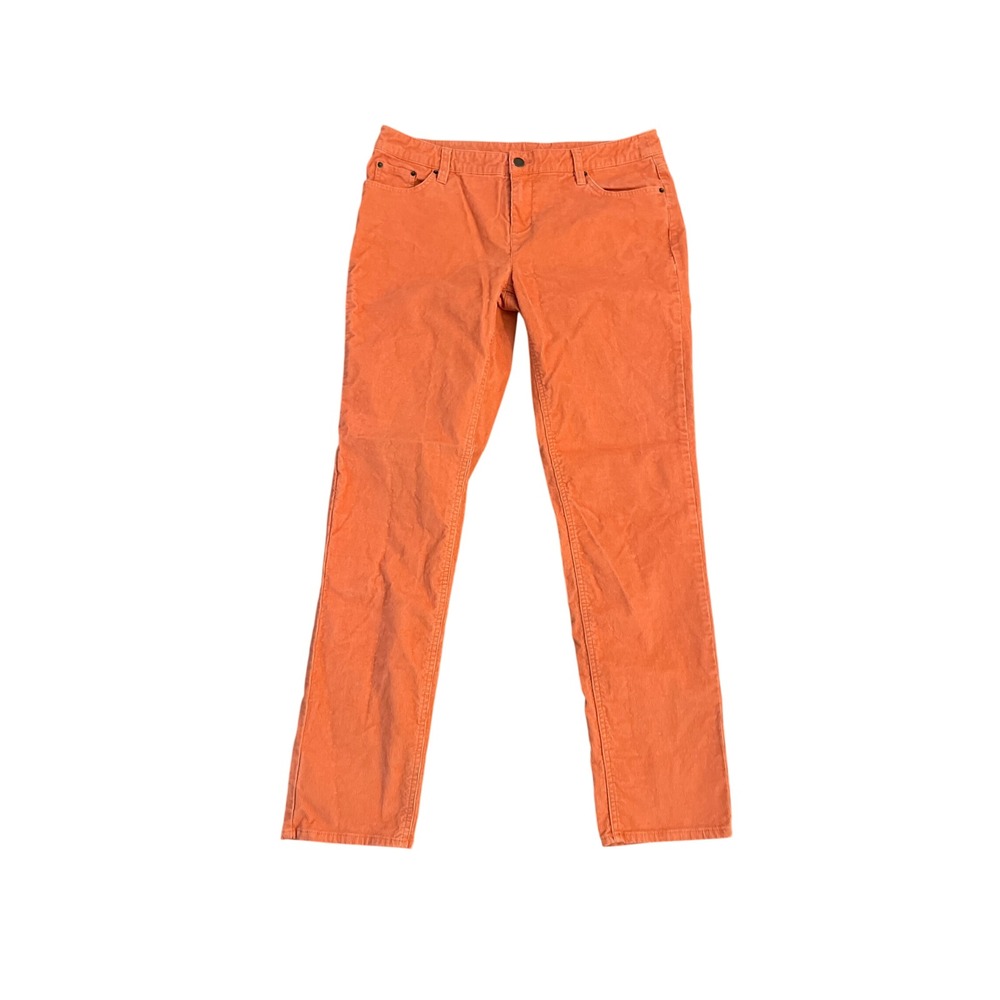 Garnet Hill Womens Orange Fine Wale Corduroy Straight Leg Pants Size 10